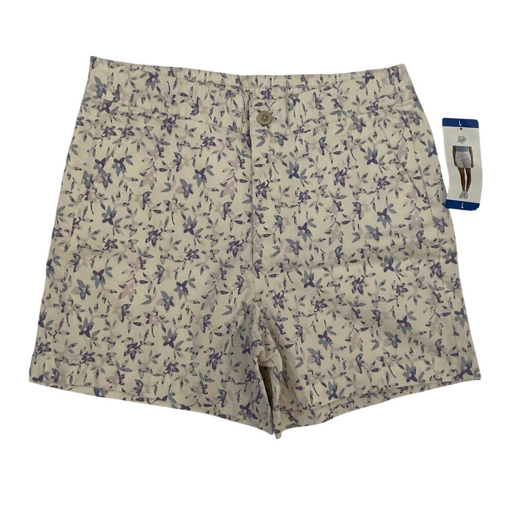 Jachs Girlfriend Cream Floral Printed Casual Shorts‎ - Size Large